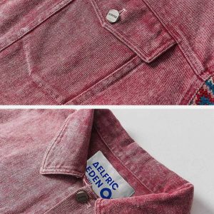 vintage patchwork denim jacket edgy streetwear essential 5011