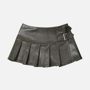 vintage pleated leather skirt edgy & iconic streetwear 4005