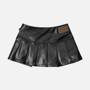 vintage pleated leather skirt edgy & iconic streetwear 4762