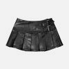 vintage pleated leather skirt edgy & iconic streetwear 4918