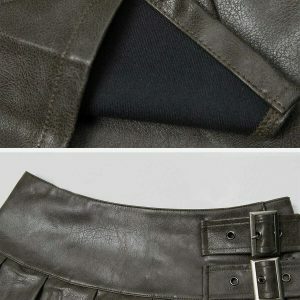 vintage pleated leather skirt edgy & iconic streetwear 8592