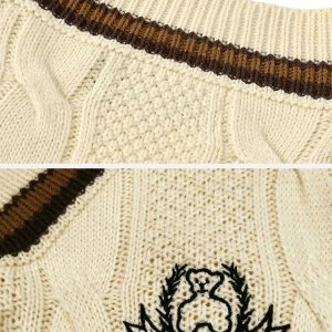 vintage preppy knit vest   chic & youthful fashion staple 7562