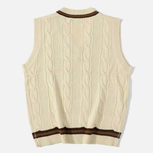 vintage preppy knit vest   chic & youthful fashion staple 7758
