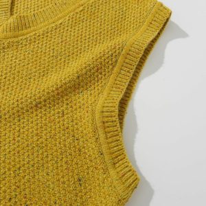 vintage pure color sweater vest   chic & minimalist design 4175