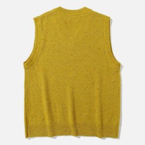 vintage pure color sweater vest   chic & minimalist design 4689