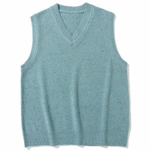vintage pure color sweater vest   chic & minimalist design 6569