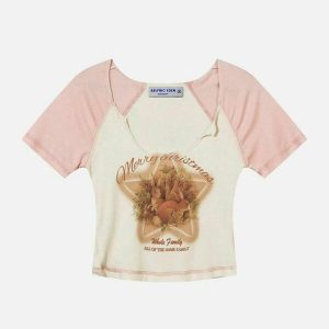 vintage rabbit tee with star patchwork   youthful chic 4126