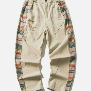 vintage rainbow stitch cropped pants   chic y2k streetwear 2498