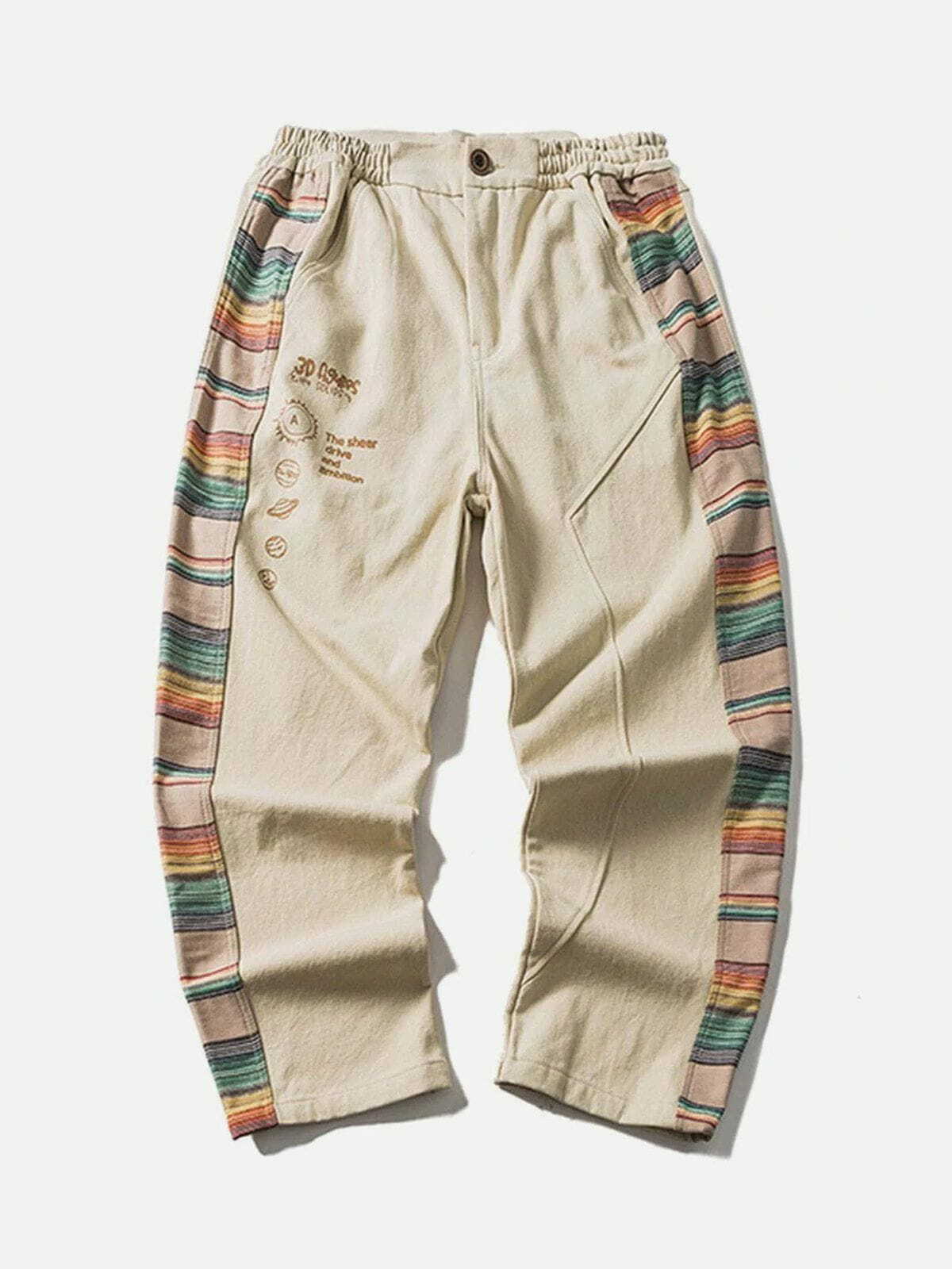 vintage rainbow stitch cropped pants   chic y2k streetwear 2498