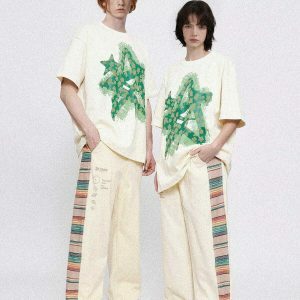 vintage rainbow stitch cropped pants   chic y2k streetwear 7847