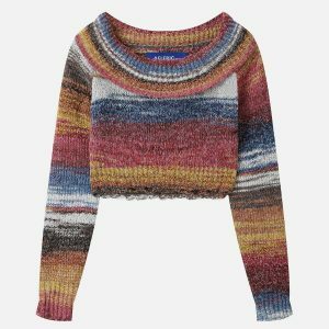 vintage rainbow sweater chic & colorful y2k vibe 2841