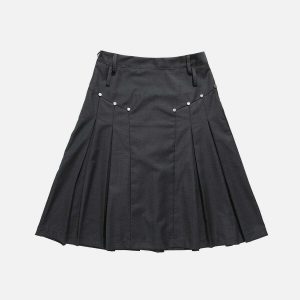 vintage rivets pleated skirt urban chic & edgy 4136