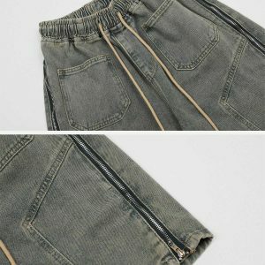 vintage side zipper denim shorts 1191
