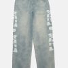 vintage skull embroidery jeans edgy & youthful design 7562