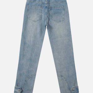 vintage split jeans with washed effect   edgy & youthful style 3311