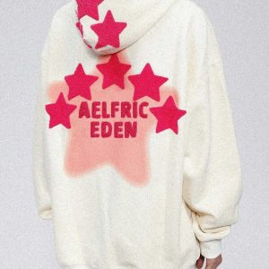 vintage star embroidered hoodie   chic & youthful appeal 6315