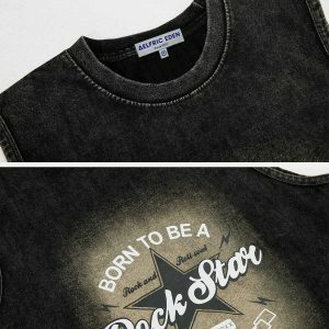 vintage star print vest   edgy & retro streetwear 3319