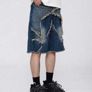vintage starry fringe hem denim shorts 2012