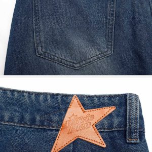 vintage starry fringe hem denim shorts 4984