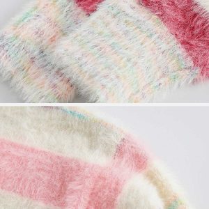 vintage stripe knit hoodie retro charm & urban appeal 5091