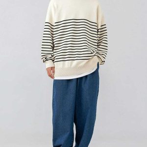 vintage stripe sweater   chic knit for urban style 1371