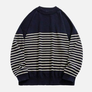 vintage stripe sweater   chic knit for urban style 2320