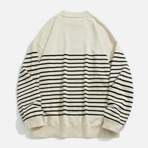 vintage stripe sweater   chic knit for urban style 6763