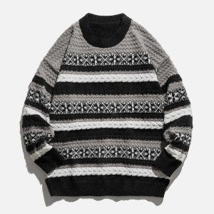 vintage stripe sweater crafted weave design urban appeal 6210