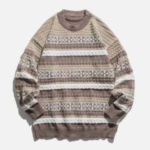 vintage stripe sweater crafted weave design urban appeal 6846