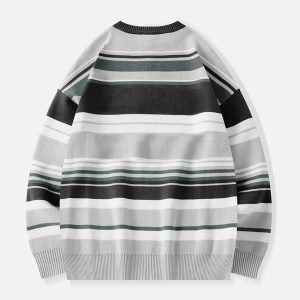 vintage stripe sweater iconic letter design & urban flair 5375