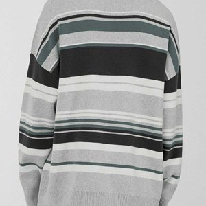 vintage stripe sweater iconic letter design & urban flair 6178