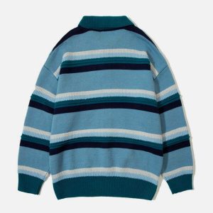 vintage striped polo sweater   chic & timeless appeal 5904