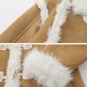 vintage suede plush coat   chic & luxurious y2k style 8236