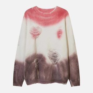vintage tiedye sweater with edgy hole detailing 1403