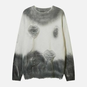 vintage tiedye sweater with edgy hole detailing 7629