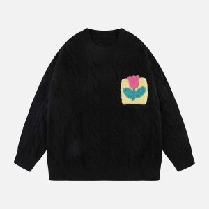 vintage tulip twist sweater chic knit design 4743