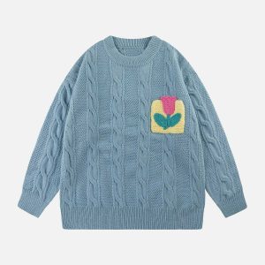 vintage tulip twist sweater chic knit design 5630