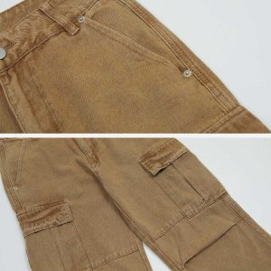 vintage wash jeans multi pocket design urban appeal 4522