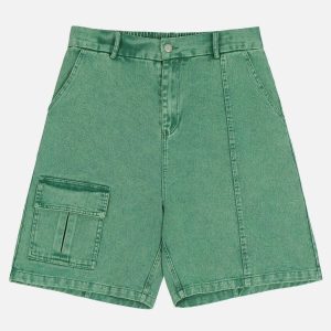 vintage wash shorts multi pocket design youthful edge 2641