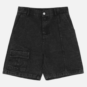 vintage wash shorts multi pocket design youthful edge 3680