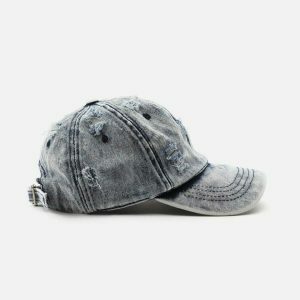 vintage washed cap with distressed fringe   urban chic 6217