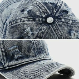 vintage washed cap with distressed fringe   urban chic 7069