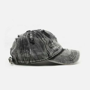 vintage washed cap with distressed fringe   urban chic 7235