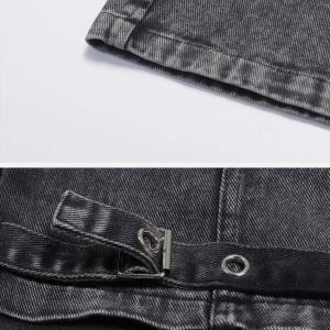 vintage washed denim cargo jeans   chic urban appeal 7105