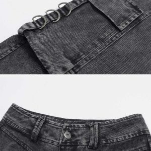 vintage washed denim cargo jeans   chic urban appeal 7571