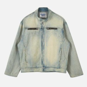 vintage washed denim jacket   chic urban classic look 6764