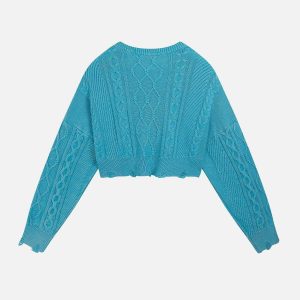 vintage washed jacquard sweater edgy raw edge detail 2036