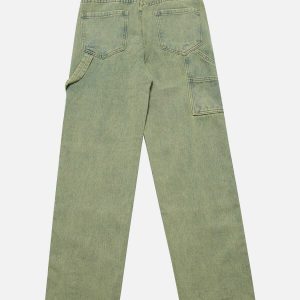 vintage washed jeans with button slit   chic & sleek design 6643