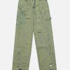 vintage washed jeans with button slit   chic & sleek design 8514