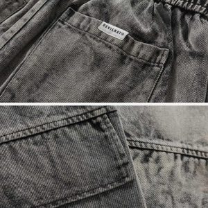 vintage washed jeans with large pockets   chic & spacious 6797